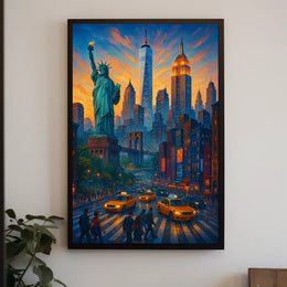 New York Cityscape Landmark Skyline Poster Modern Wall Art