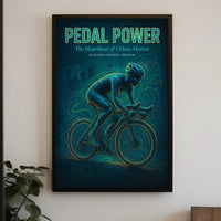 Dynamic Neon Urban Cyclist Art Print - Urban or Cityscape Poster PosterGoat