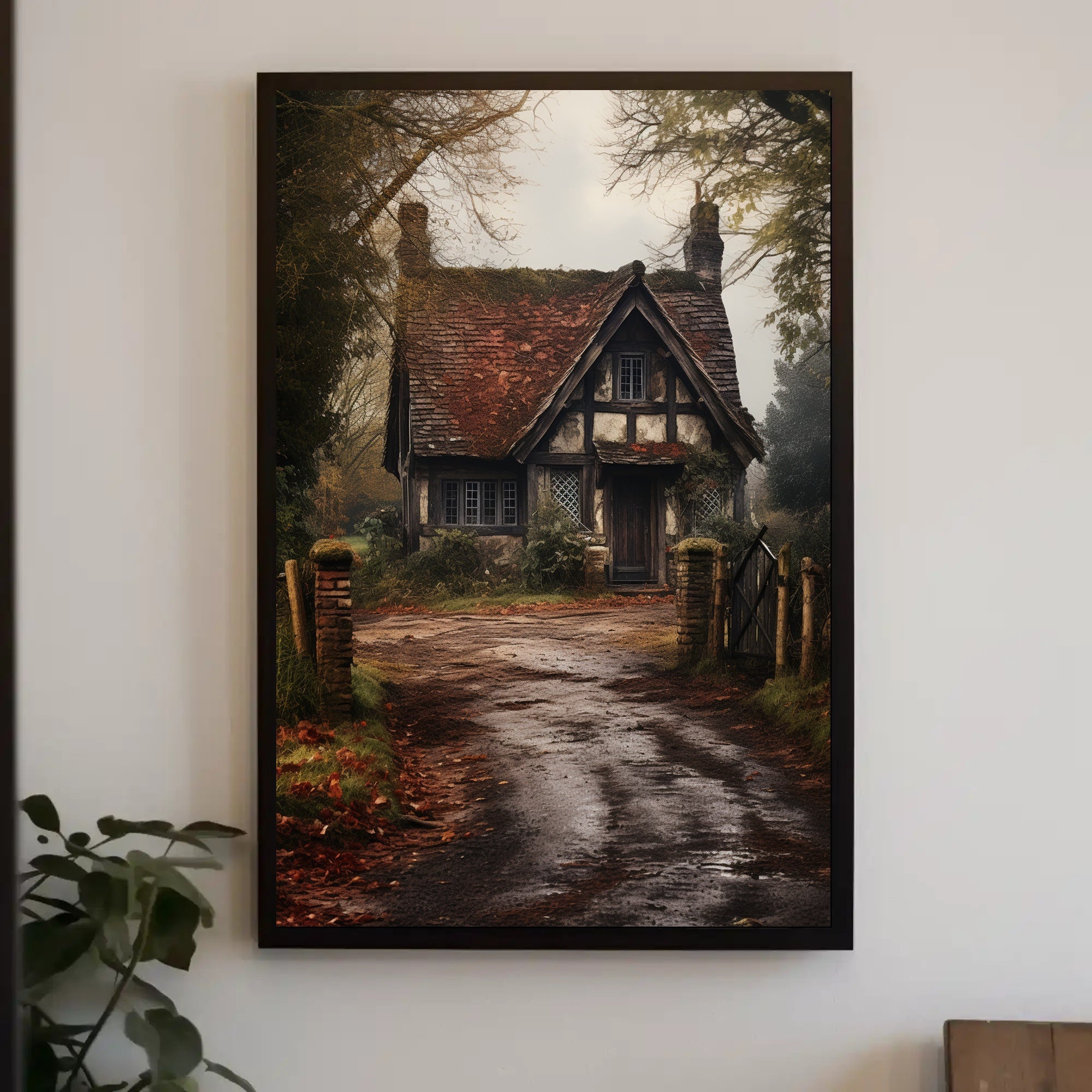 Rustic Cottage In Autumn Poster