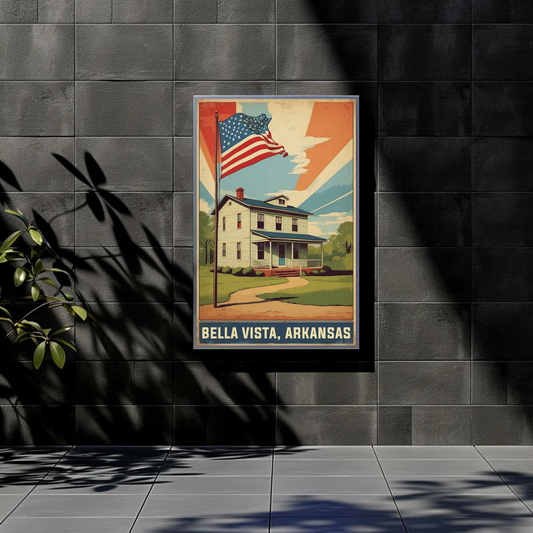 Bella Vista Arkansas Flag Home Vintage Travel Poster