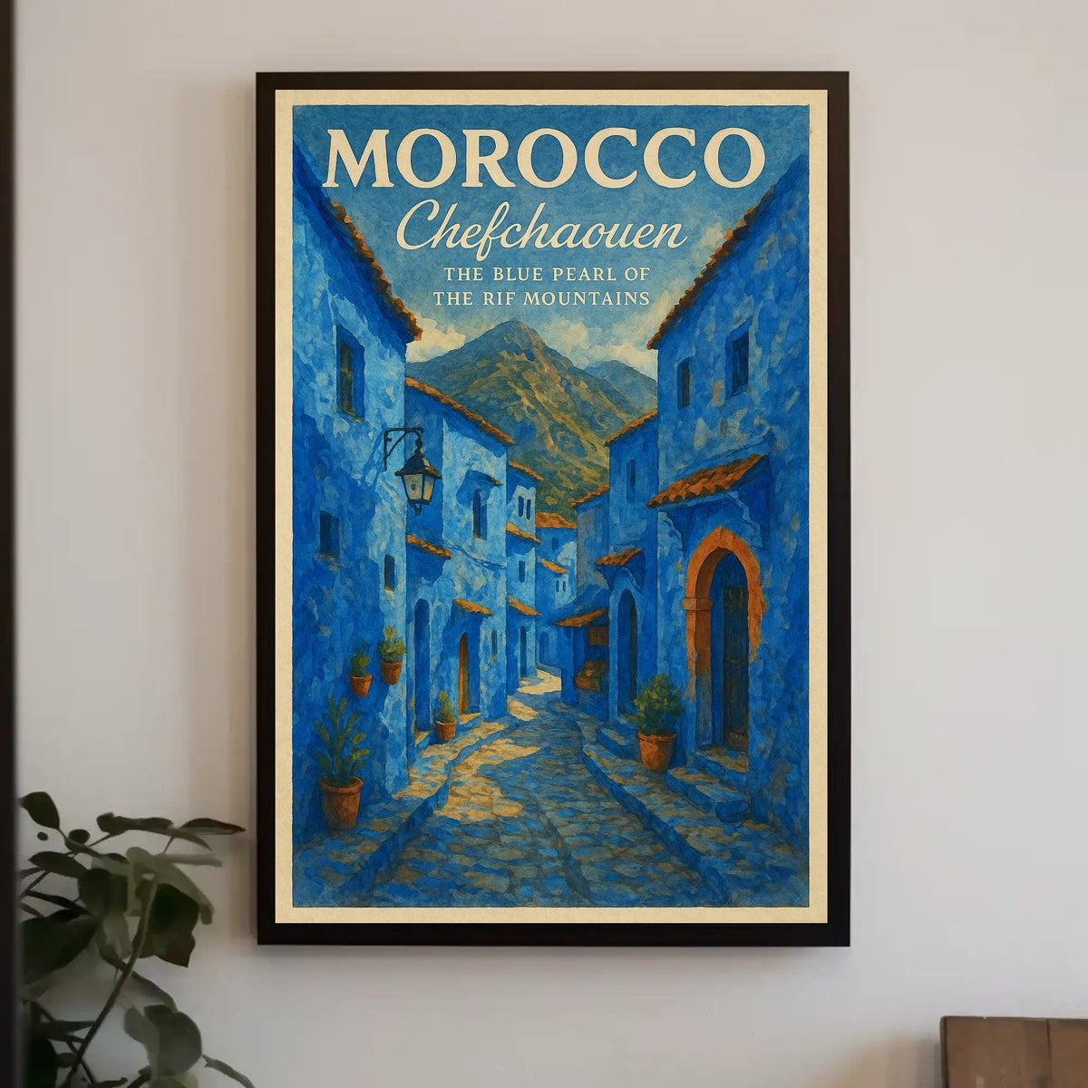 Chefchaouen Blue Pearl Watercolor Art Poster Print