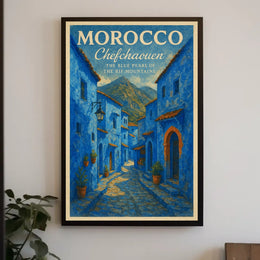 Chefchaouen Blue Pearl Watercolor Art Poster Print