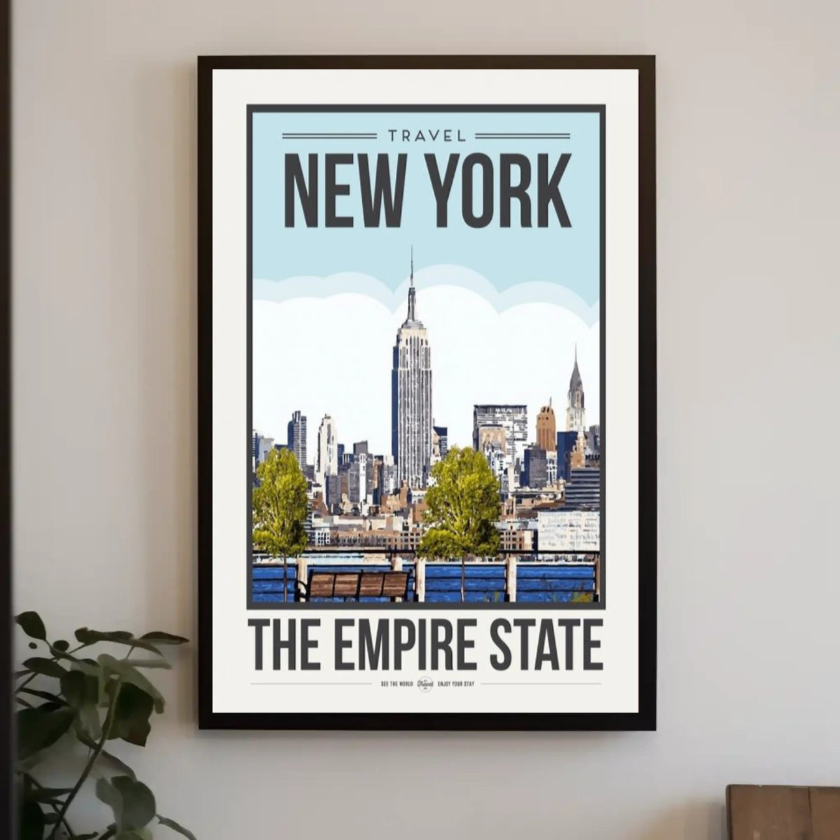 Empire State Building New York City Poster Vintage Travel