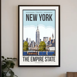 Empire State Building New York City Poster Vintage Travel