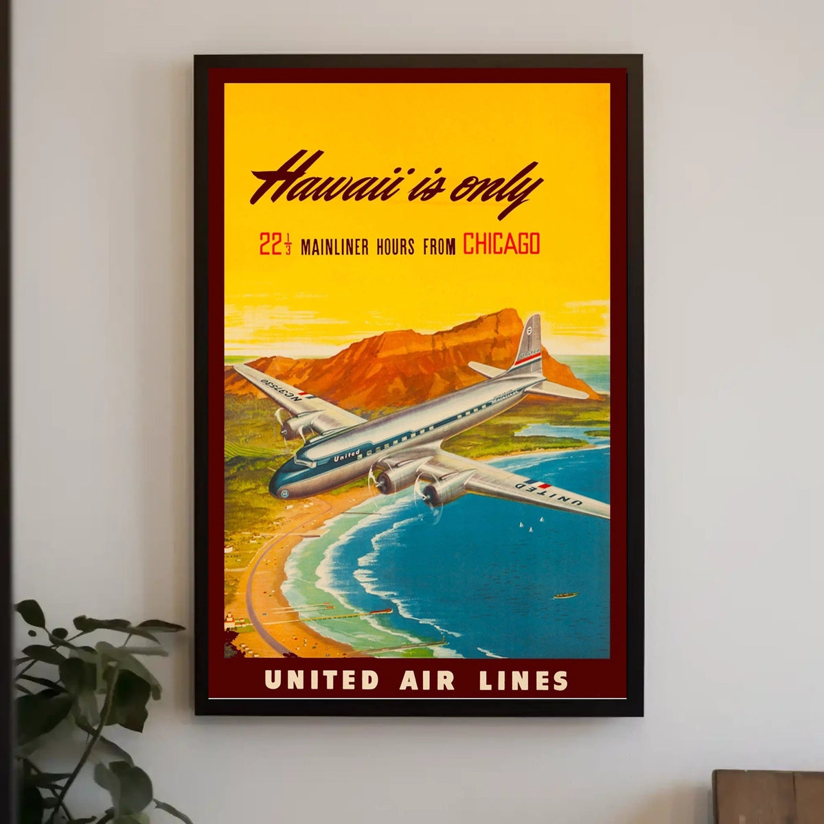 United Air Lines Hawaii Travel Poster