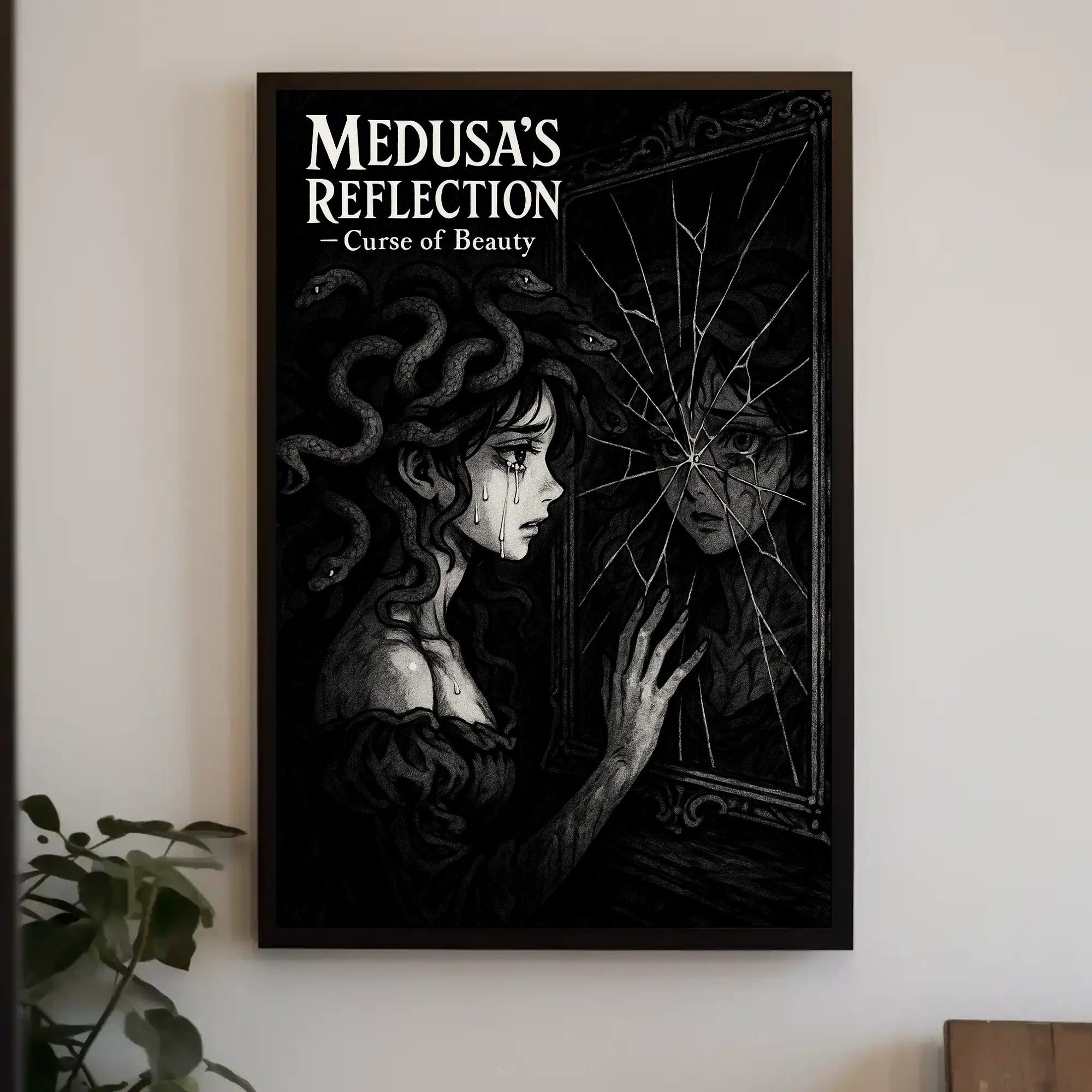 Medusa Tearfully Gazing Gothic Mythology Fantasy Art Poster