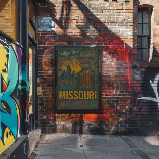 Kansas City Missouri Western Auto Urban Grunge Travel Poster