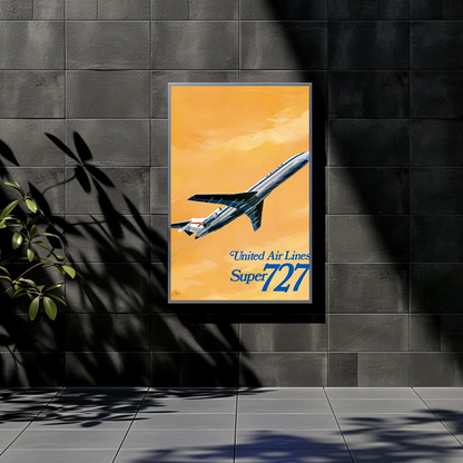 United Airlines Super 727 Vintage Poster