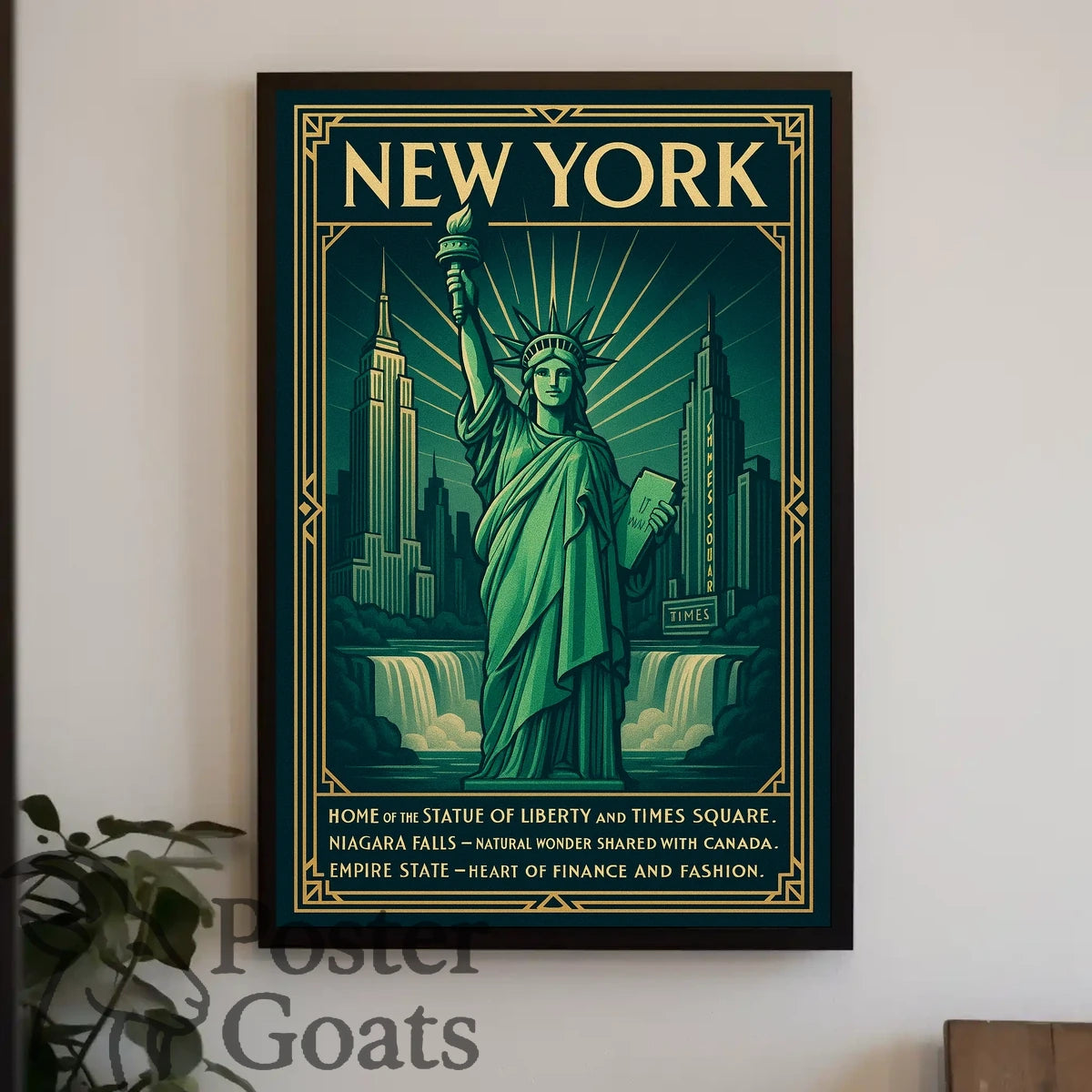 New York Landmarks Vintage Art Deco Travel Poster