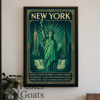 New York Landmarks Vintage Art Deco Travel Poster