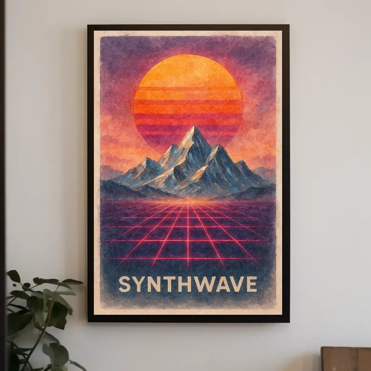 Synthwave Neon Horizon Retro-Futuristic Sci-Fi Poster