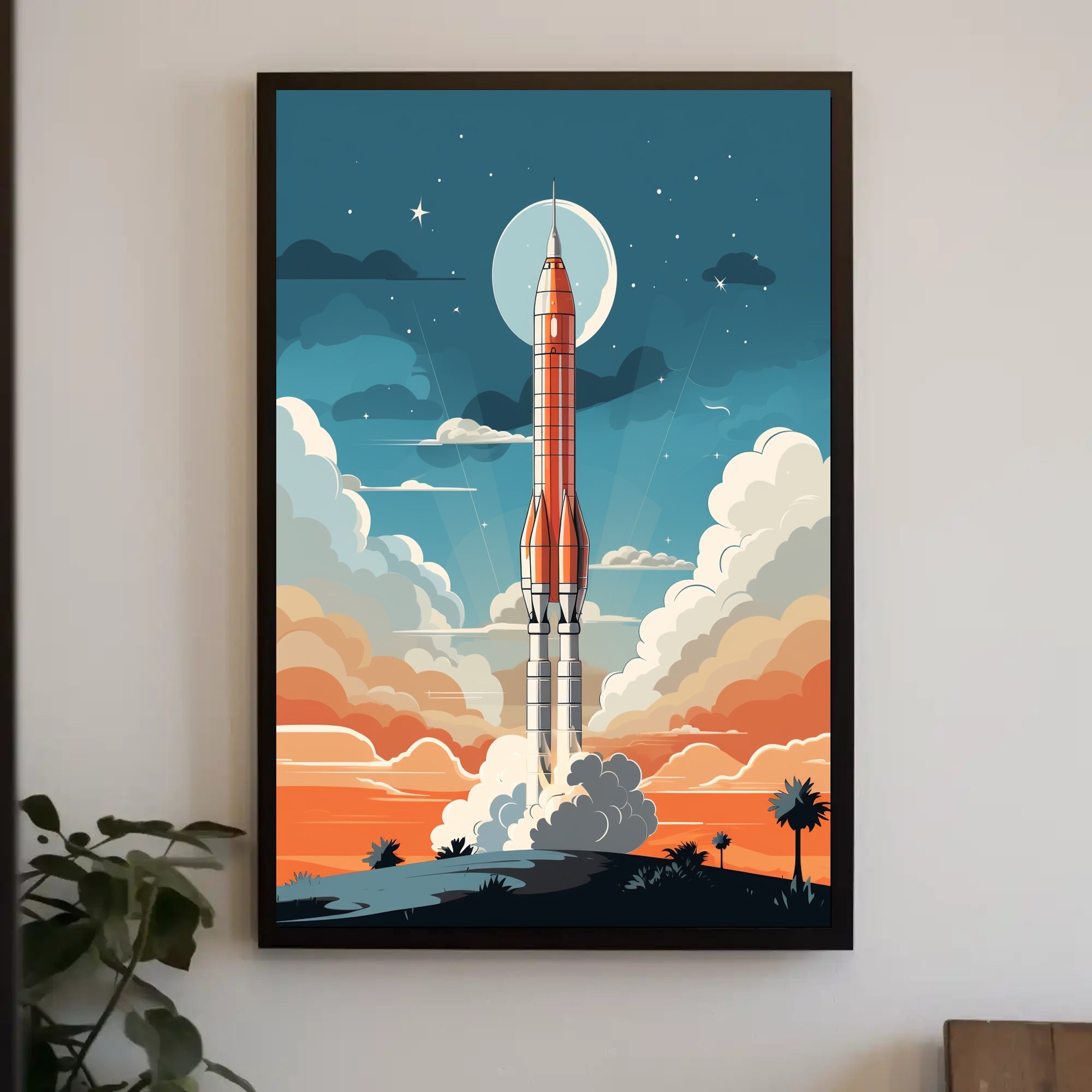 Rocket Launch At Dusk Poster