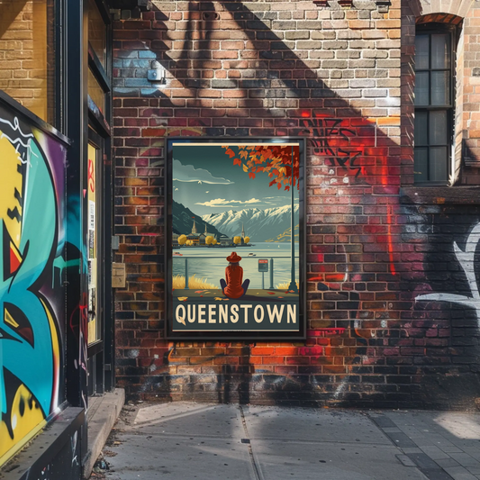 Queenstown New Zealand Lakeside Travel Poster