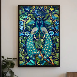 Exquisite Peacocks in Lush Foliage Animal Poster