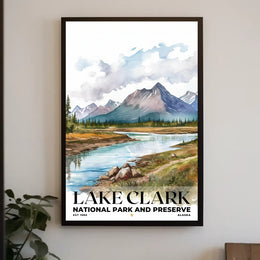Lake Clark Watercolor Wall Art Poster