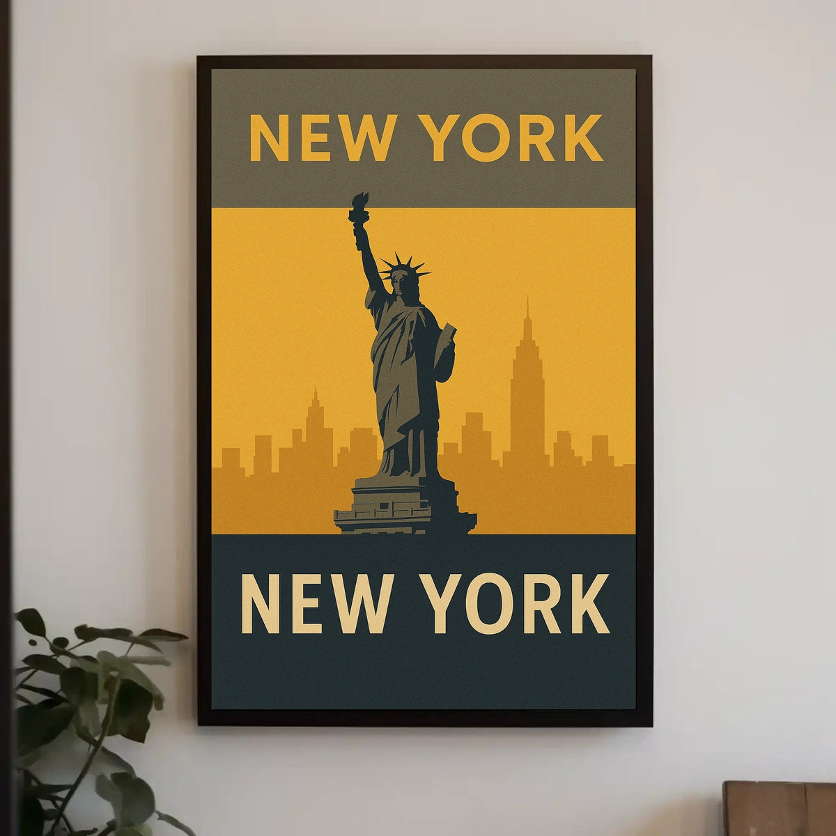 New York City Skyline Icon Poster Vintage Wall Art