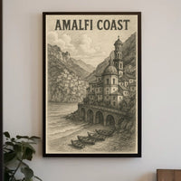 Amalfi Coast Poster Wall Art 18x24 Coastal Decor Print