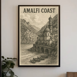 Amalfi Coast Poster Wall Art 18x24 Coastal Decor Print