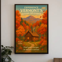 Autumn Cabin Vermont Nature Foliage Poster
