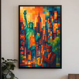New York City Jazz Poster Abstract Vibrant Wall Art