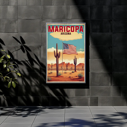 Maricopa Arizona Desert Flag Vintage Travel Poster