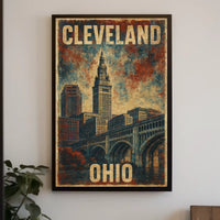 Cleveland Ohio Vintage Cityscape Souvenir Poster