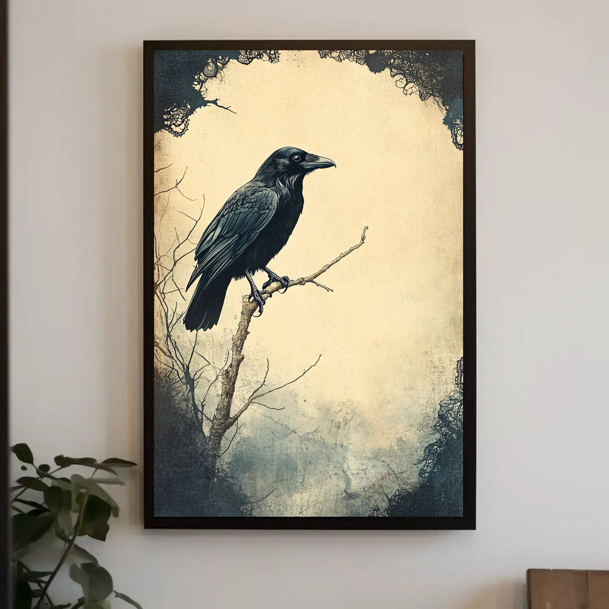 Mysterious Raven Illustrated Artistic Animal Poster