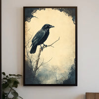 Mysterious Raven Illustrated Artistic Animal Poster