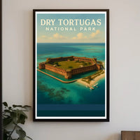 Dry Tortugas Travel Poster Vintage Coastline Print
