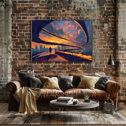 Futuristic Cityscape Sunset: Pathway to Possibilities