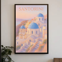 Santorini Sunset Pastel Impressionist Romantic Poster