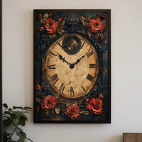Vintage Clock with Roses Artistic Cultural Heritage Poster