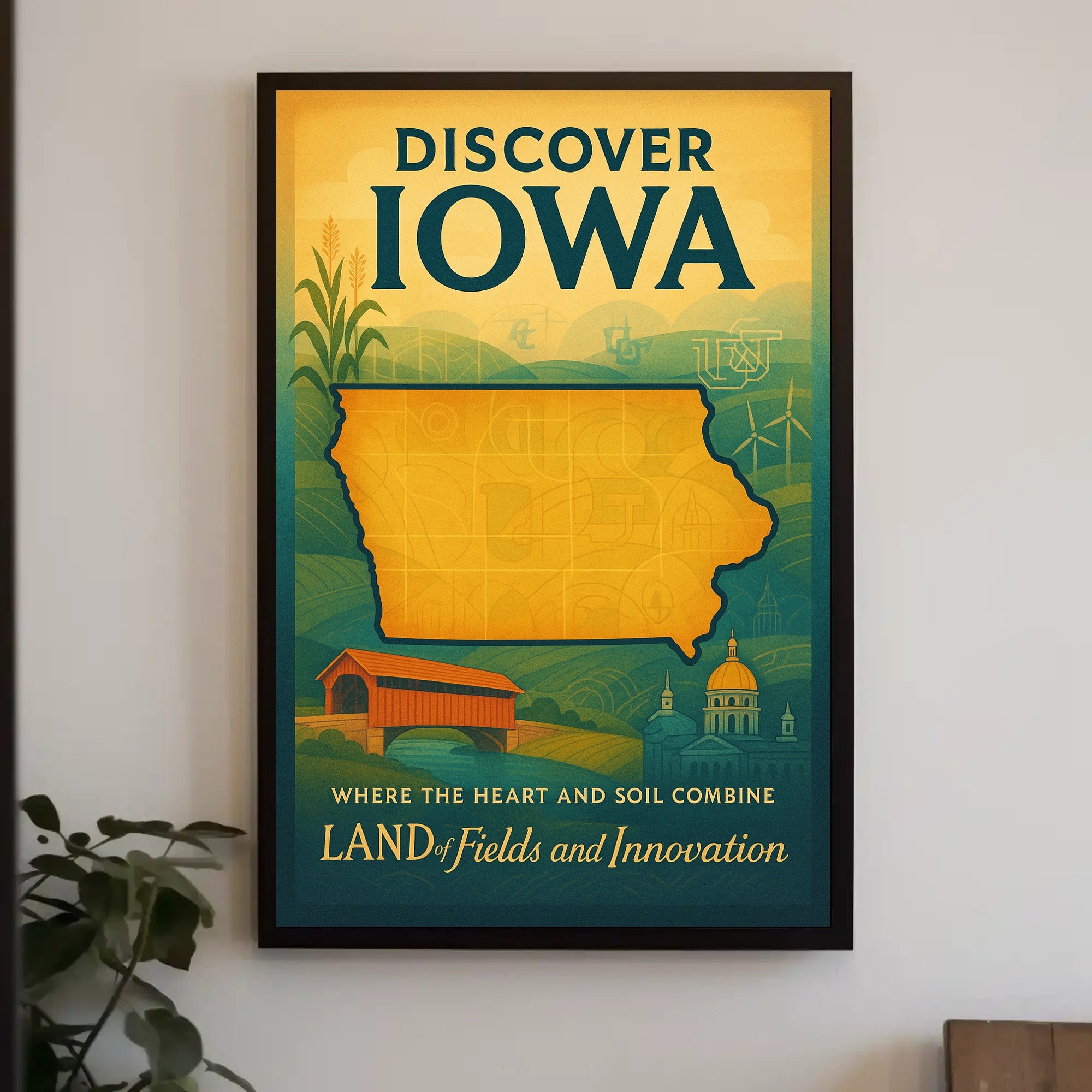 Discover Iowa Vintage Travel Poster