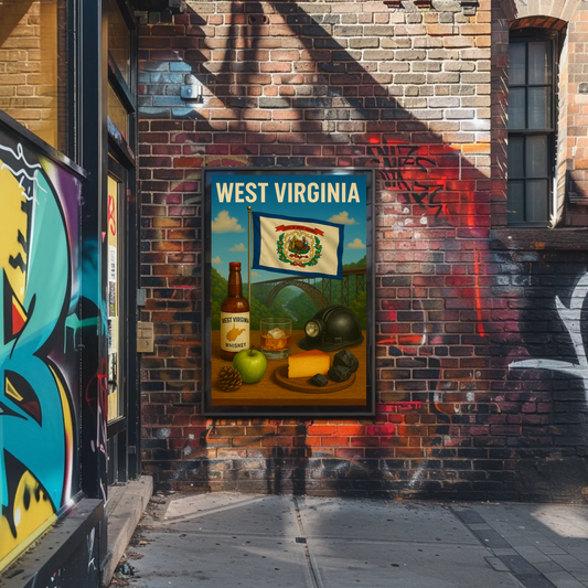 West Virginia Coal Whiskey Cheese Apple Bridge Travel Poster