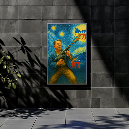 Ronald Reagan Starry Night Visionary Power And Paint Vintage Travel Poster