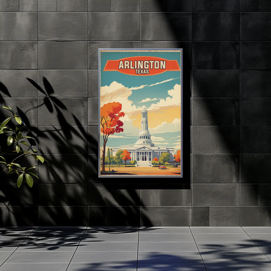 Arlington Texas Grand Capitol Vintage Travel Poster