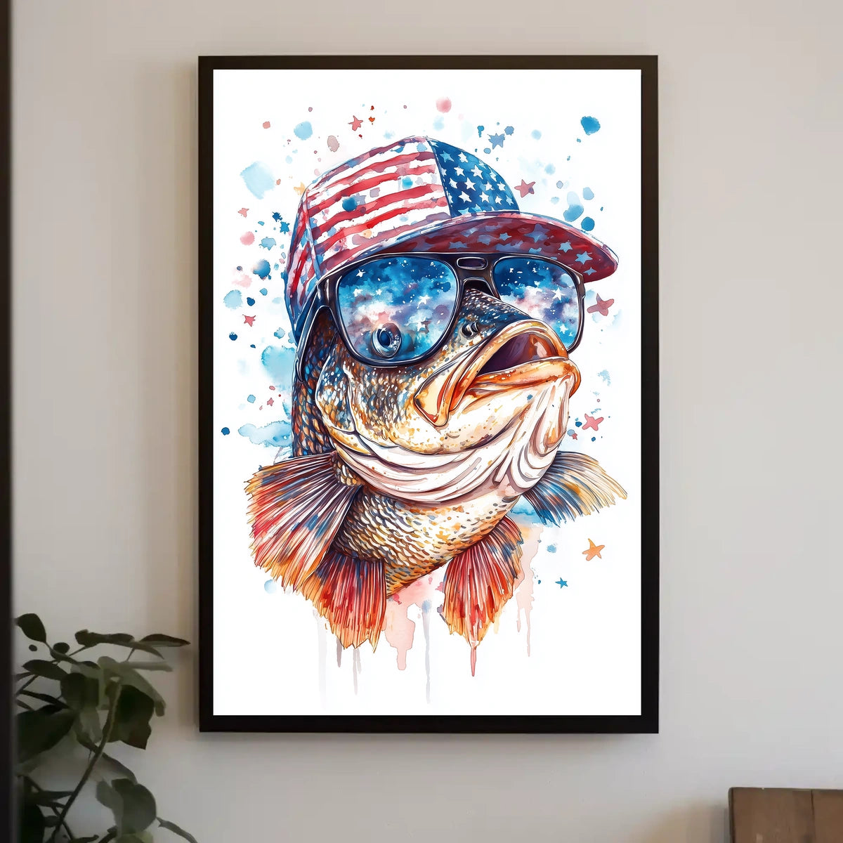Bass Fish Wearing Backwards Snapback Cap Art Poster