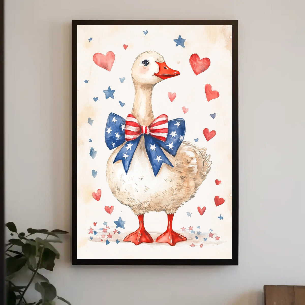 Patriotic Goose With Starry Bow Tie Artwork Poster