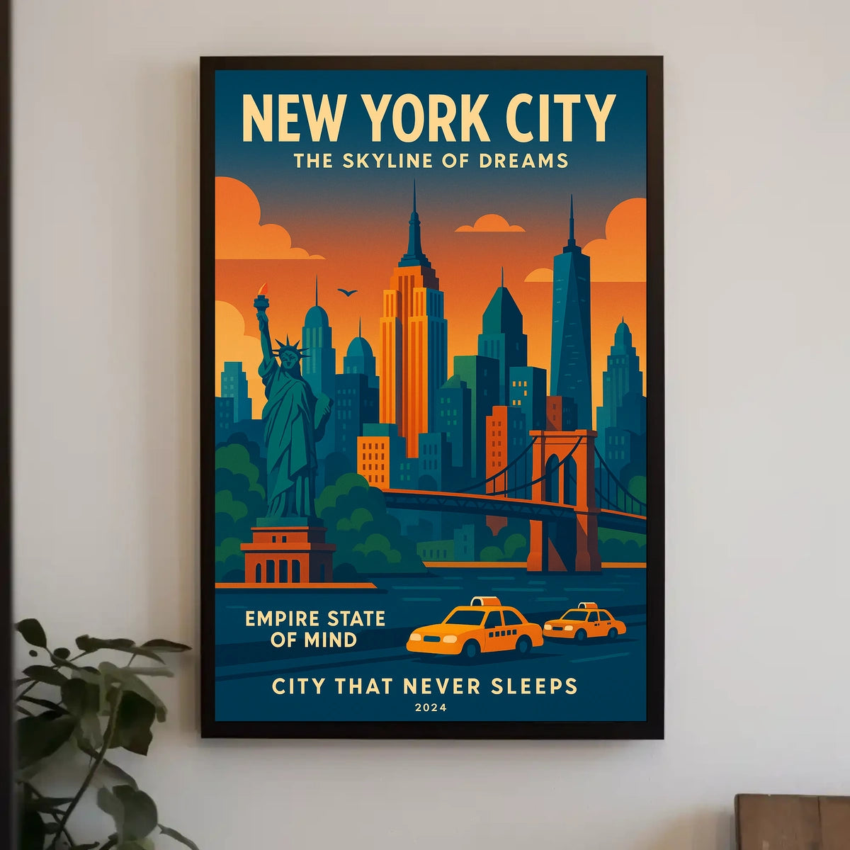 New York City Skyline Poster Dreamy Urban Wall Art Decor