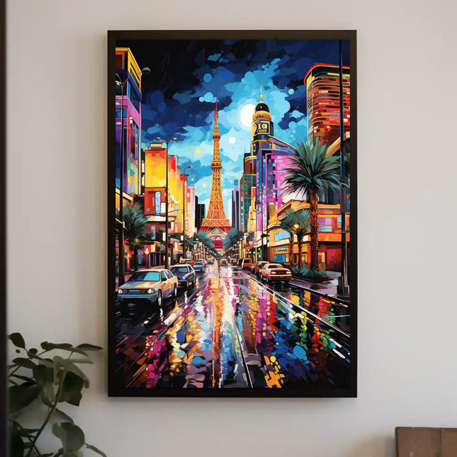 Vibrant Cityscape Nightlife Surreal Parisian Dream Artistic Poster