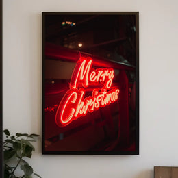 Merry Christmas Neon Glow Poster
