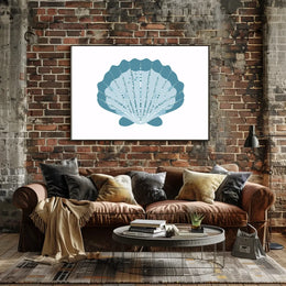 Stylized Blue Seashell Minimalist Art Poster