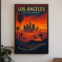 Los Angeles Dreams Retro Travel Poster Art