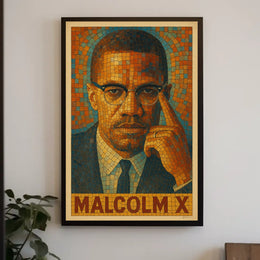 Malcolm X Mosaic Portrait Poster