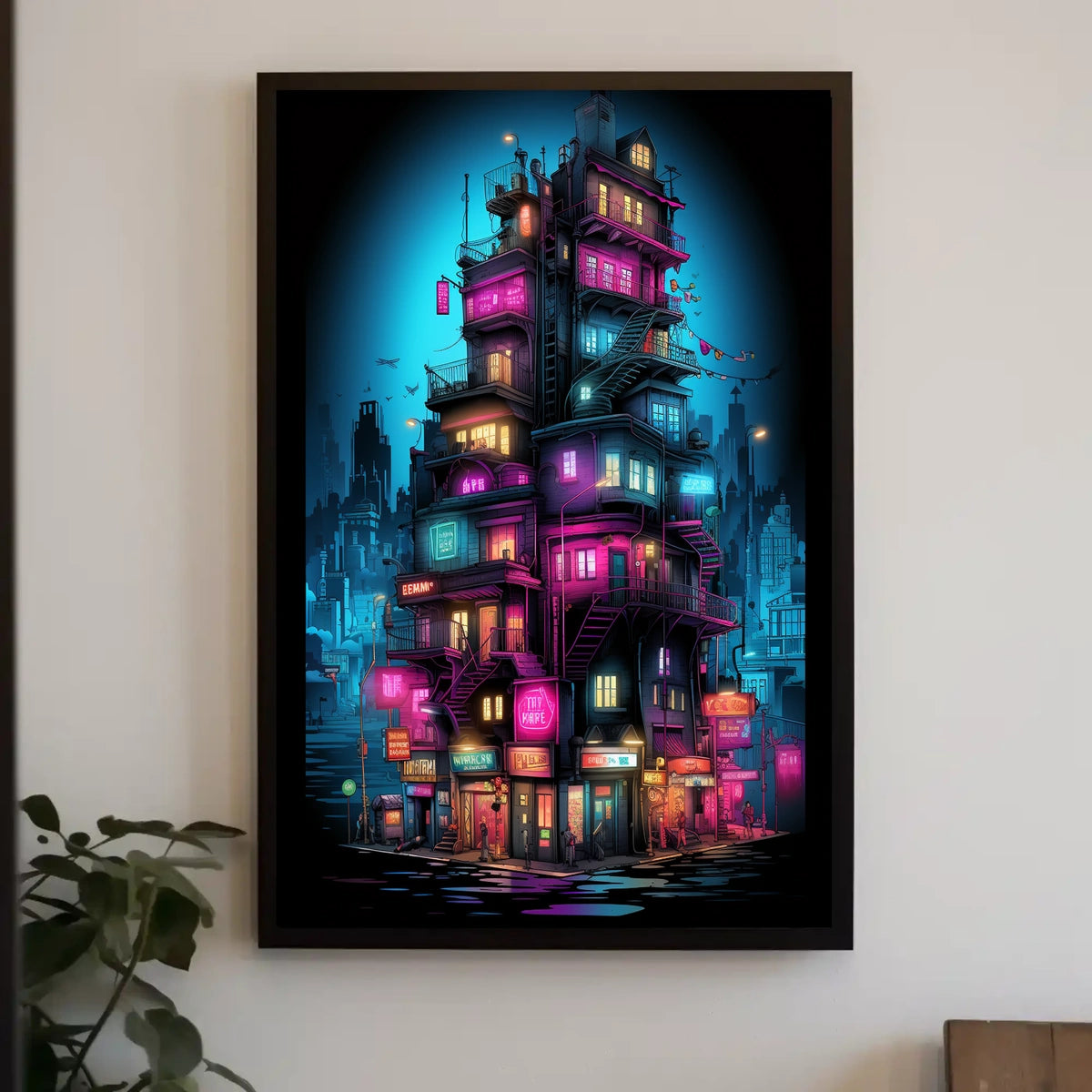 Neon Cityscape Poster