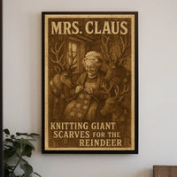 Mrs. Claus Knitting Giant Scarves Poster