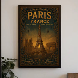 Paris City of Lights Vintage Travel Poster