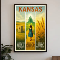 Kansas - Land of Oz and Wheat Poster