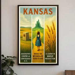 Kansas - Land of Oz and Wheat Poster
