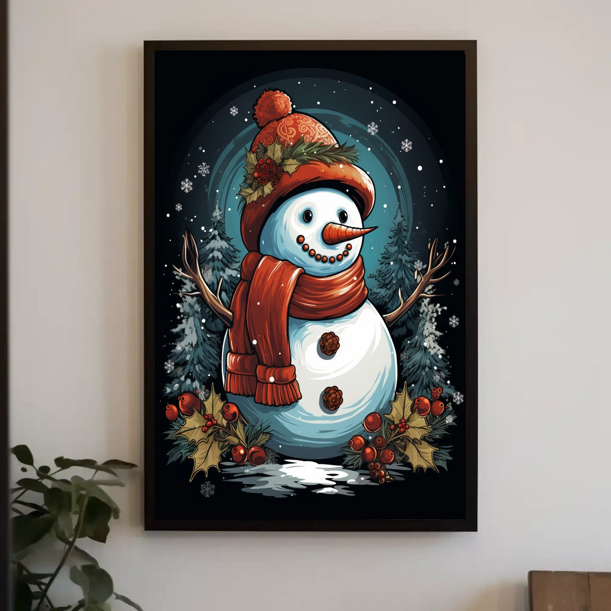 Festive Snowman In Winter Wonderland Poster